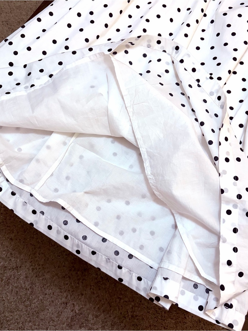 Abercrombie & Fitch Polka Dot Dipped Waist Smocked Midi Dress White - Picture 9 of 11